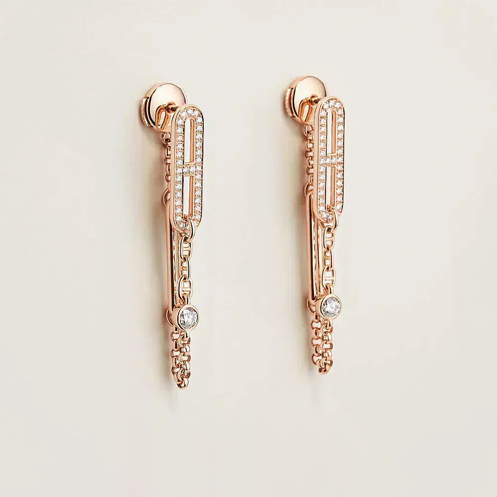 [LumiVibe]CHAINE CHAOS DIAMOND DROP EARRINGS