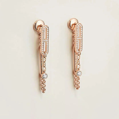 [LumiVibe]CHAINE CHAOS DIAMOND DROP EARRINGS