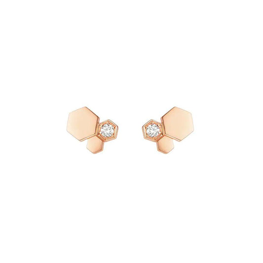 [LumiVibe]BEE LOVE PINK GOLD DIAMOND EARRINGS