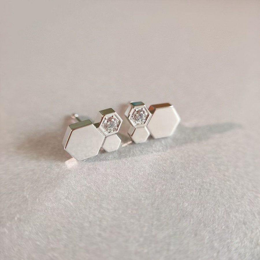 [LumiVibe]BEE LOVE SILVER DIAMOND EARRINGS