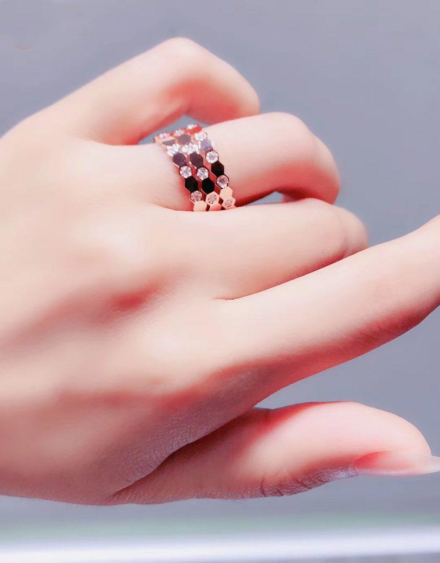 [LumiVibe]BEE LOVE RING PINK GOLD DIAMOND