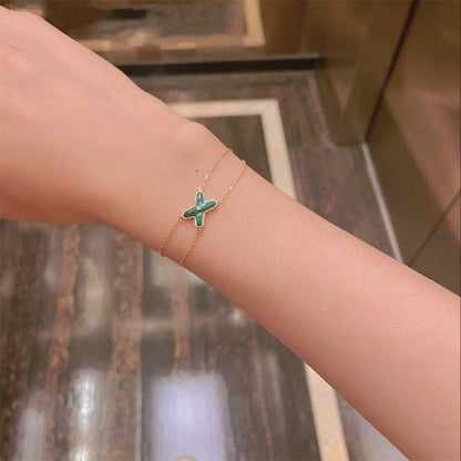 [LumiVibe]JEUX BRACELET MALACHITE PINK GOLD 1 DIAMOND
