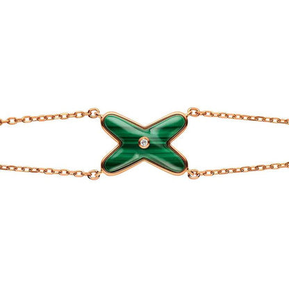 [LumiVibe]JEUX BRACELET MALACHITE PINK GOLD 1 DIAMOND