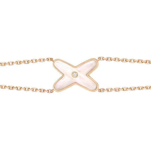 [LumiVibe]JEUX BRACELET WHITE MOP PINK GOLD 1 DIAMOND