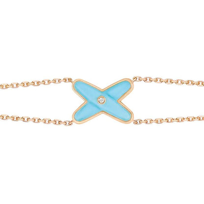 [LumiVibe]JEUX BRACELET TURQUOISE PINK GOLD 1 DIAMOND