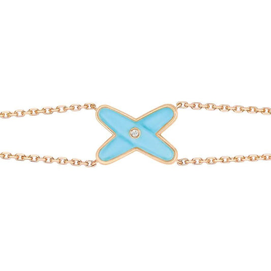 [LumiVibe]JEUX BRACELET TURQUOISE PINK GOLD 1 DIAMOND