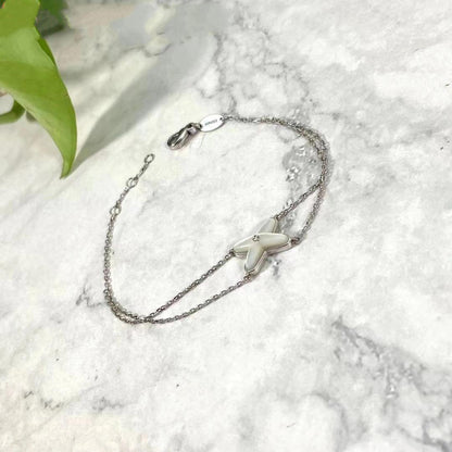 [LumiVibe]JEUX BRACELET WHITE MOP SILVER 1 DIAMOND