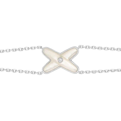 [LumiVibe]JEUX BRACELET WHITE MOP SILVER 1 DIAMOND