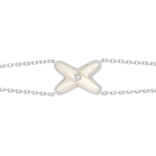 [LumiVibe]JEUX BRACELET WHITE MOP SILVER 1 DIAMOND
