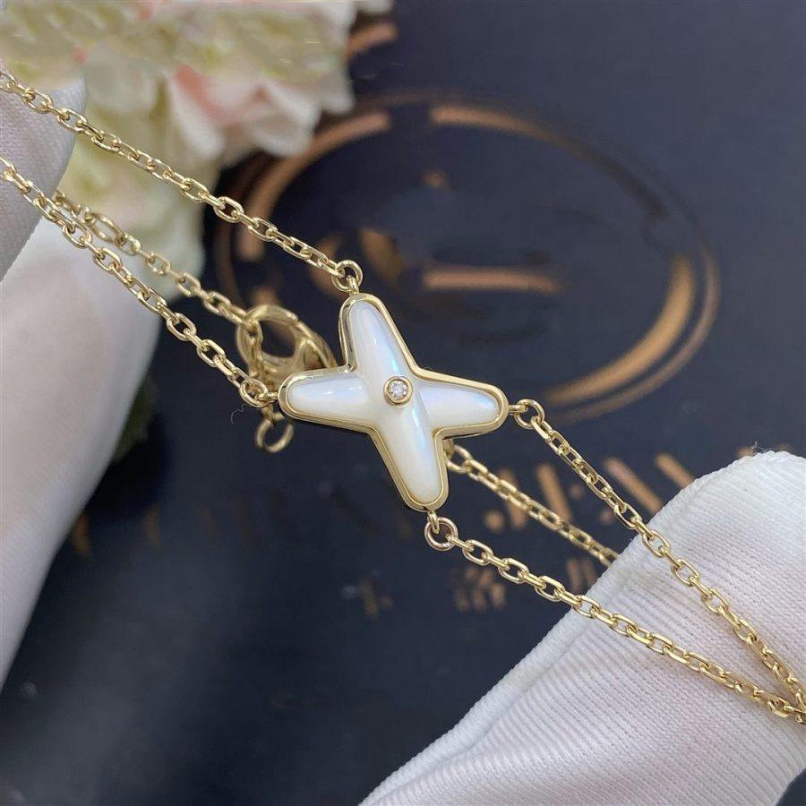 [LumiVibe]JEUX BRACELET WHITE MOP GOLD 1 DIAMOND