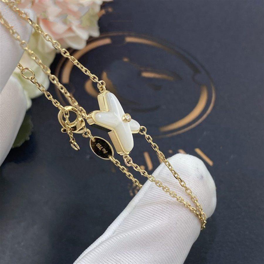 [LumiVibe]JEUX BRACELET WHITE MOP GOLD 1 DIAMOND