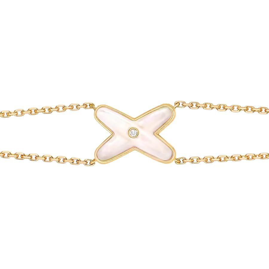 [LumiVibe]JEUX BRACELET WHITE MOP GOLD 1 DIAMOND