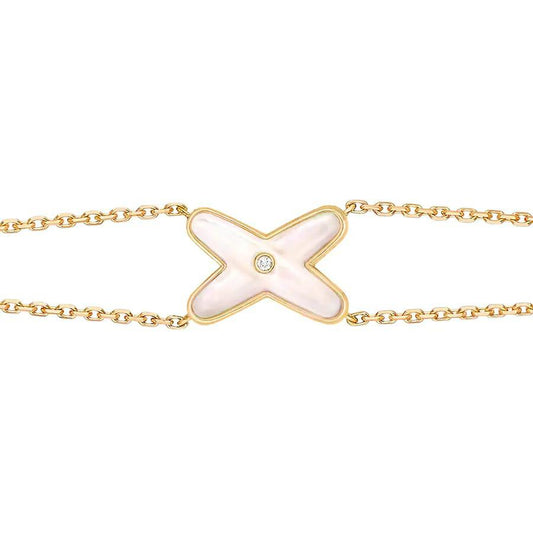 [LumiVibe]JEUX BRACELET WHITE MOP GOLD 1 DIAMOND