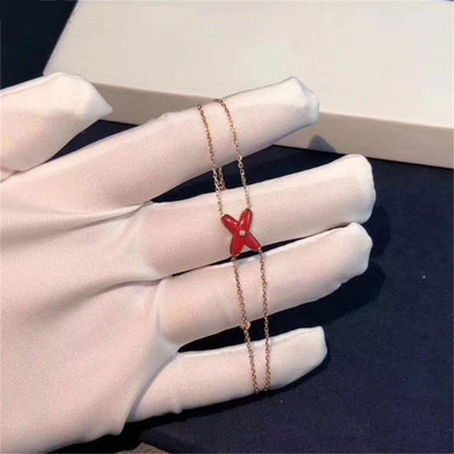 [LumiVibe]JEUX BRACELET CARNELIAN PINK GOLD 1 DIAMOND