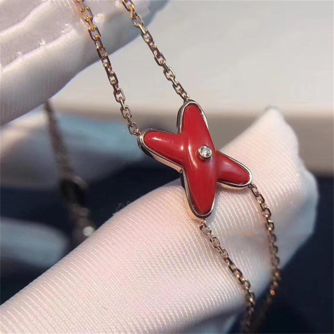 [LumiVibe]JEUX BRACELET CARNELIAN PINK GOLD 1 DIAMOND