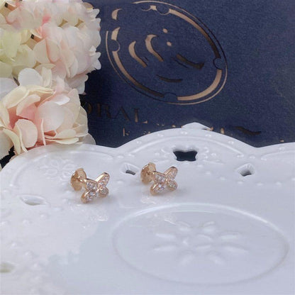 [LumiVibe]JEUX DE PINK GOLD DIAMOND EARRINGS