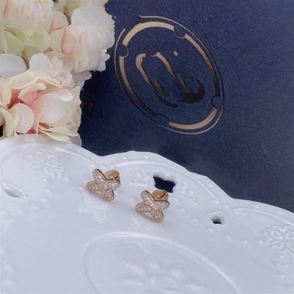 [LumiVibe]JEUX DE PINK GOLD DIAMOND EARRINGS