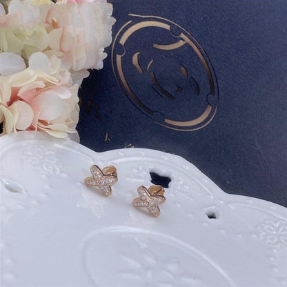 [LumiVibe]JEUX DE PINK GOLD DIAMOND EARRINGS