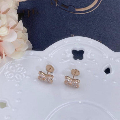 [LumiVibe]JEUX DE PINK GOLD DIAMOND EARRINGS