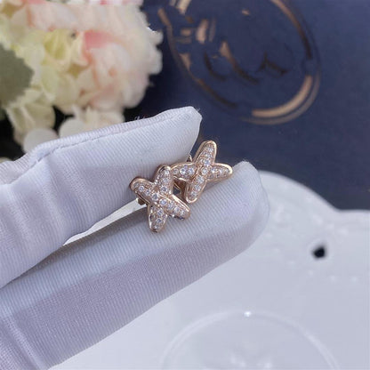 [LumiVibe]JEUX DE PINK GOLD DIAMOND EARRINGS
