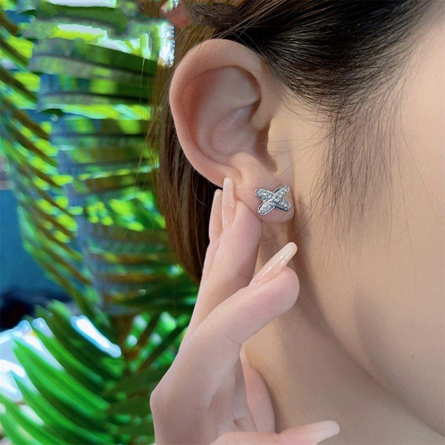 [LumiVibe]JEUX DE SILVER DIAMOND EARRINGS