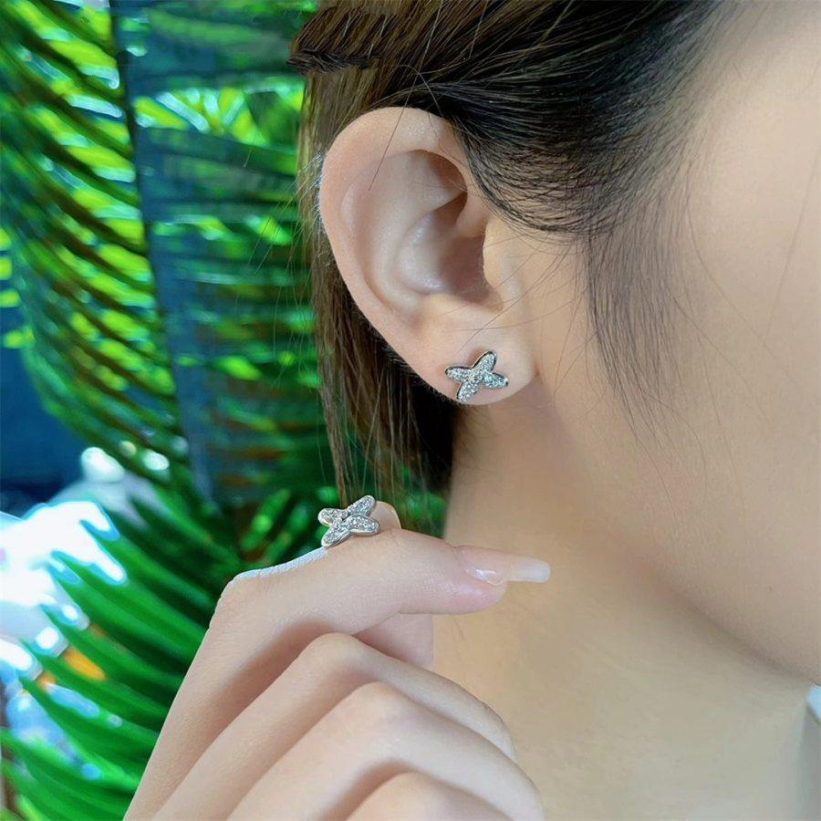 [LumiVibe]JEUX DE SILVER DIAMOND EARRINGS