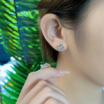 [LumiVibe]JEUX DE SILVER DIAMOND EARRINGS