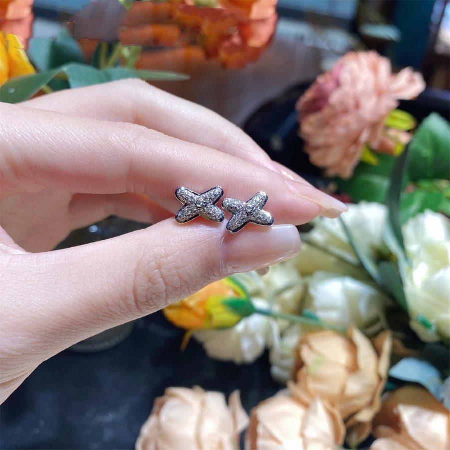 [LumiVibe]JEUX DE SILVER DIAMOND EARRINGS