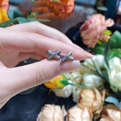 [LumiVibe]JEUX DE SILVER DIAMOND EARRINGS