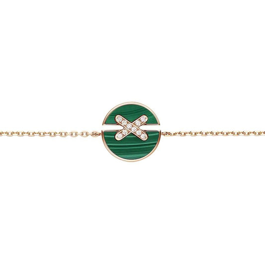 [LumiVibe]JEUX DE BRACELET MALACHITE PINK GOLD DIAMONDS