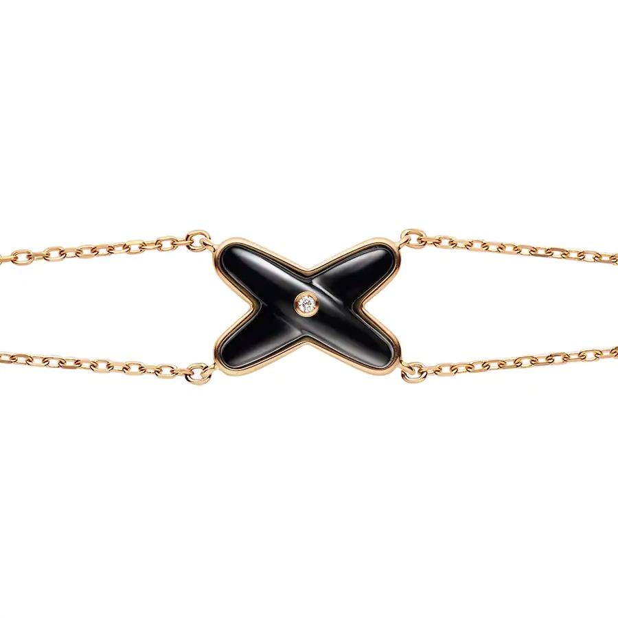 [LumiVibe]JEUX BRACELET ONYX PINK GOLD 1 DIAMOND