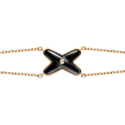 [LumiVibe]JEUX BRACELET ONYX PINK GOLD 1 DIAMOND