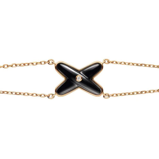 [LumiVibe]JEUX BRACELET ONYX PINK GOLD 1 DIAMOND