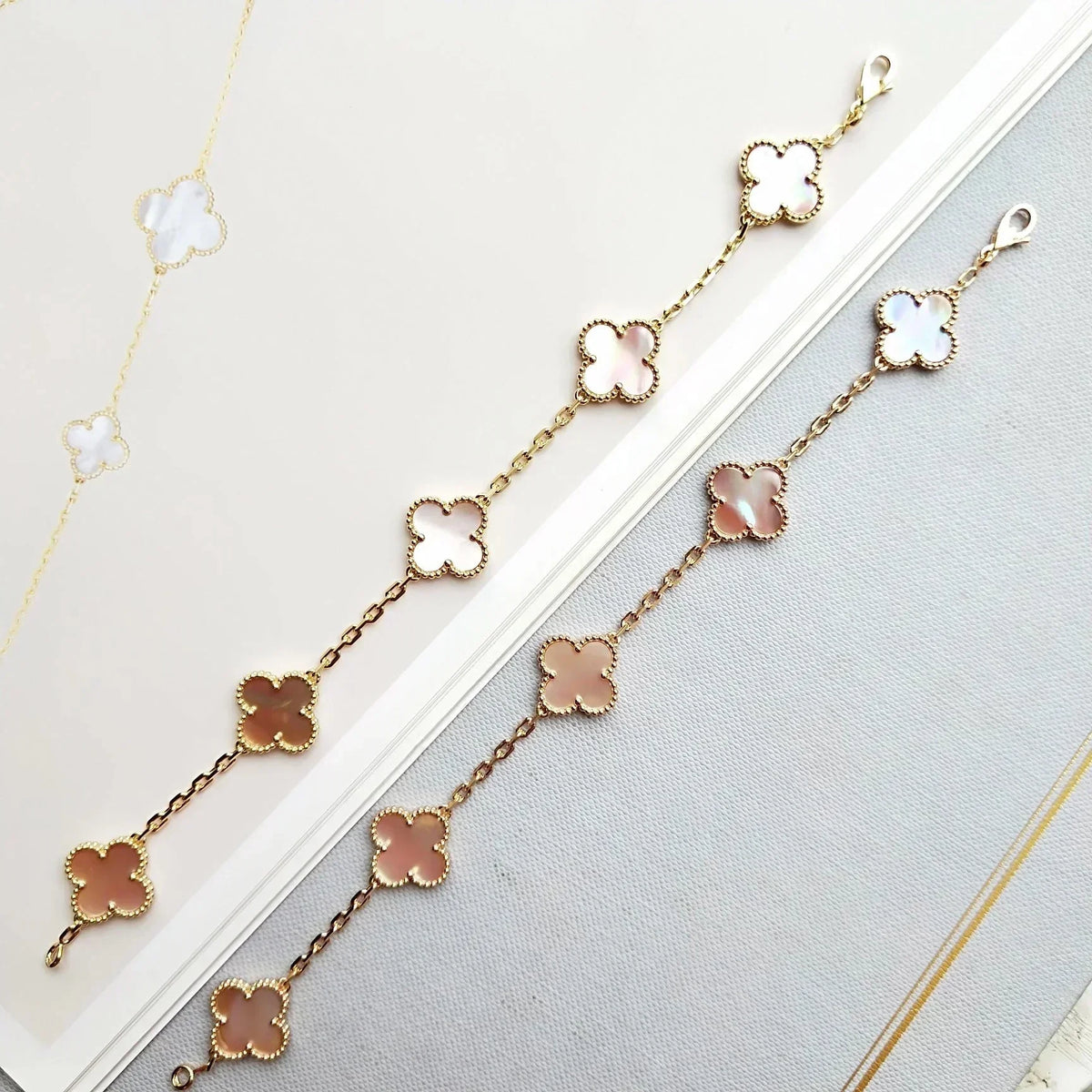 [LumiVibe] CLOVER 5 MOTIFS  PINK MOP BRACELET COLLECTION