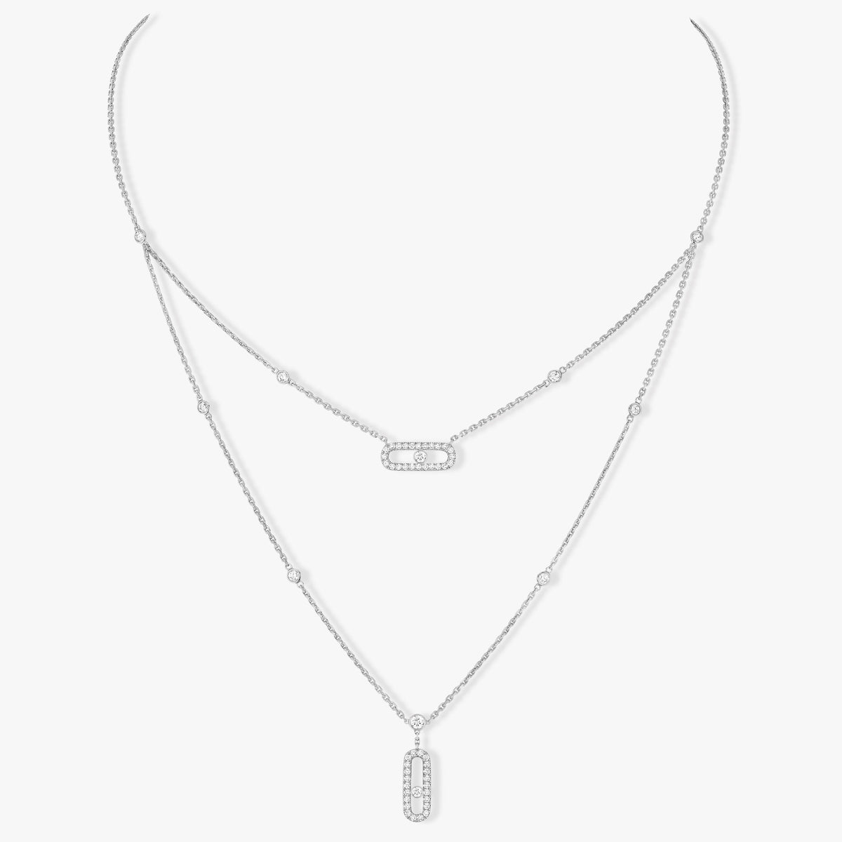 [LumiVibe]MOVE 2 ROW DIAMOND NECKLACE