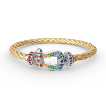 [LumiVibe]FORC LARGE HORSESHOE  COLORED DIAMOND BRACELET SILVER