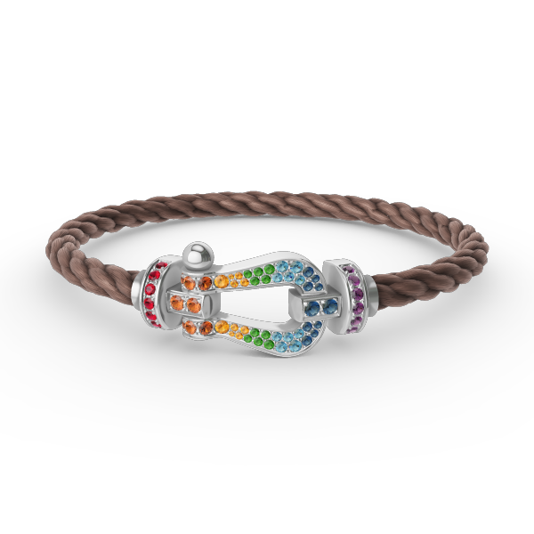 [LumiVibe]FORC LARGE HORSESHOE  COLORED DIAMOND BRACELET SILVER