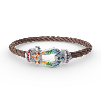 [LumiVibe]FORC LARGE HORSESHOE  COLORED DIAMOND BRACELET SILVER