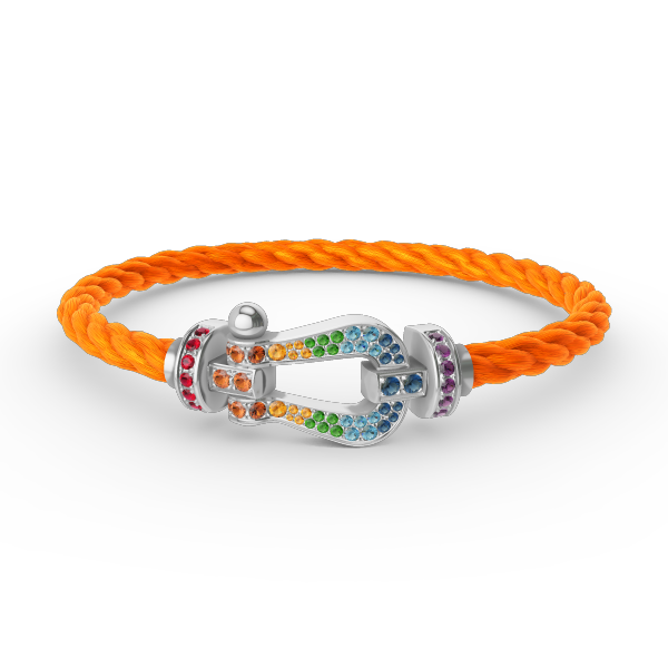 [LumiVibe]FORC LARGE HORSESHOE  COLORED DIAMOND BRACELET SILVER