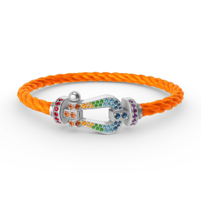 [LumiVibe]FORC LARGE HORSESHOE  COLORED DIAMOND BRACELET SILVER