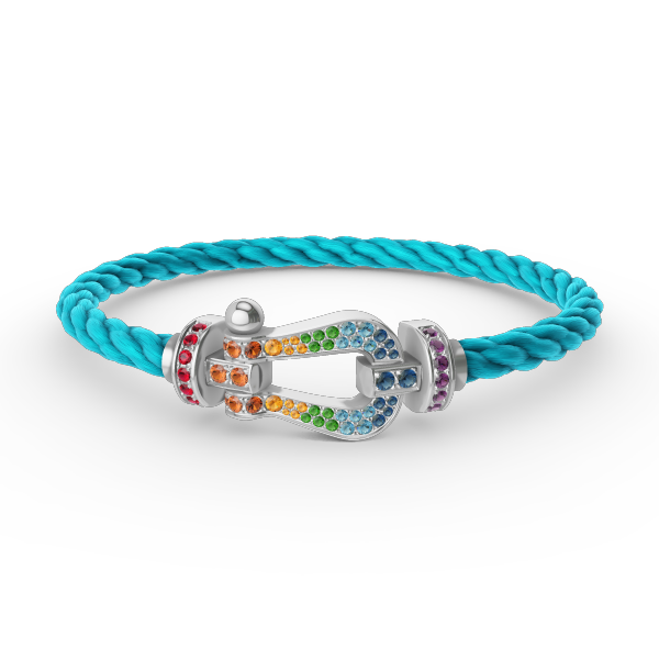 [LumiVibe]FORC LARGE HORSESHOE  COLORED DIAMOND BRACELET SILVER