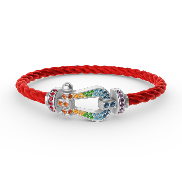 [LumiVibe]FORC LARGE HORSESHOE  COLORED DIAMOND BRACELET SILVER