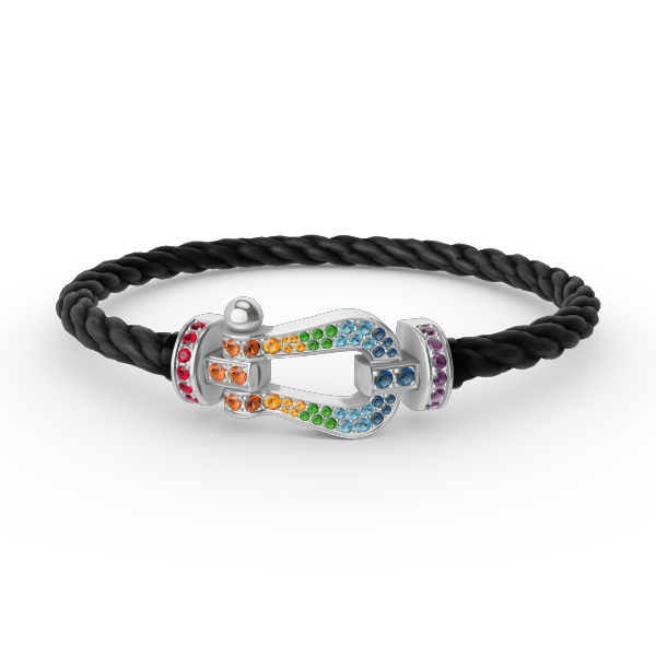 [LumiVibe]FORC LARGE HORSESHOE  COLORED DIAMOND BRACELET SILVER