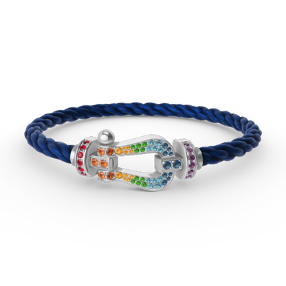[LumiVibe]FORC LARGE HORSESHOE  COLORED DIAMOND BRACELET SILVER