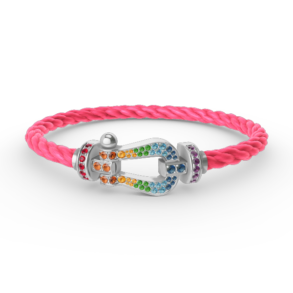 [LumiVibe]FORC LARGE HORSESHOE  COLORED DIAMOND BRACELET SILVER