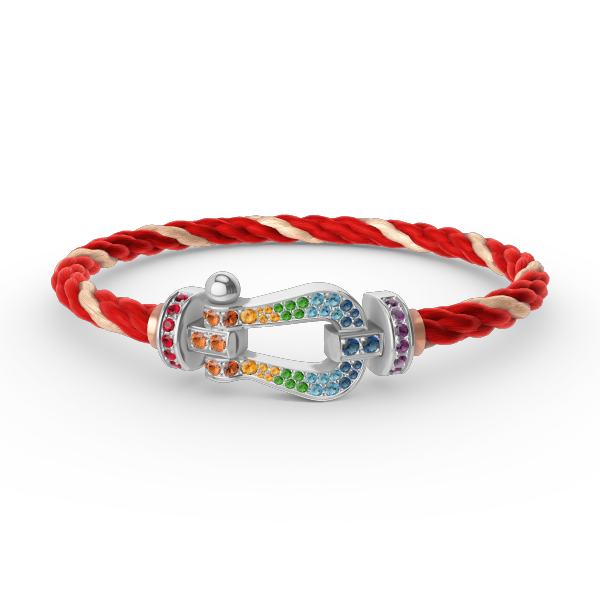 [LumiVibe]FORC LARGE HORSESHOE  COLORED DIAMOND BRACELET SILVER