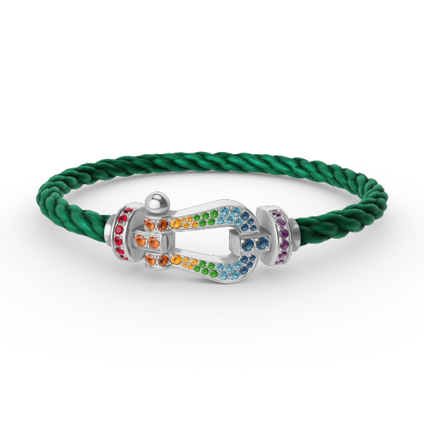 [LumiVibe]FORC LARGE HORSESHOE  COLORED DIAMOND BRACELET SILVER