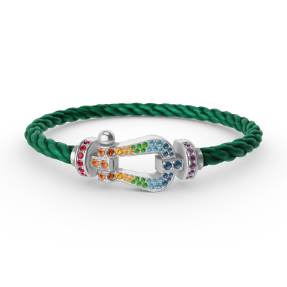 [LumiVibe]FORC LARGE HORSESHOE  COLORED DIAMOND BRACELET SILVER