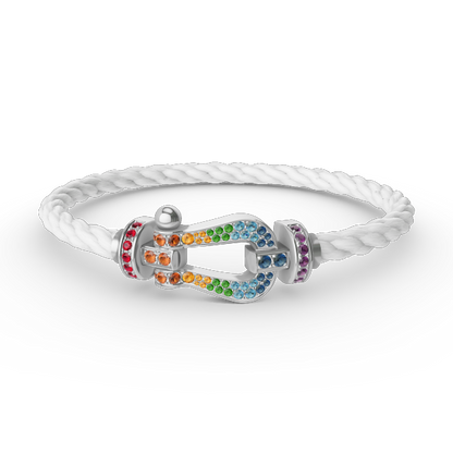 [LumiVibe]FORC LARGE HORSESHOE  COLORED DIAMOND BRACELET SILVER