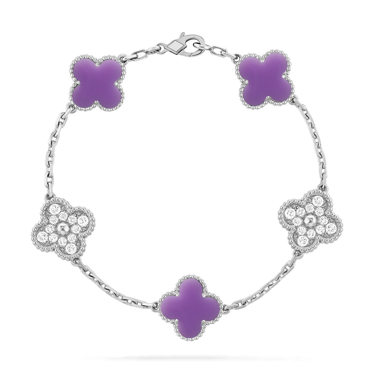 [LumiVibe]CLOVER 5 MOTIF LIGHT PURPLE BRACELET COLLECTION
